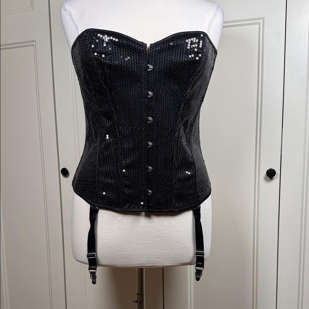 Hips and Curves Black Sequin Corset